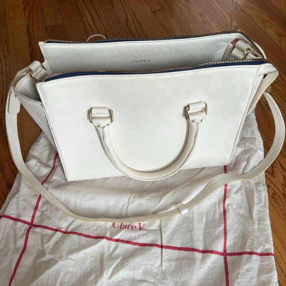 Clare V. Petite Sandrine Bag Color White Vachetta - Picture 2 of 16